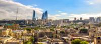 Baku, the cosmopolitan capital of Azerbaijan, where ancient Zoroastrian fire temples meet modern glass sky scrapers.