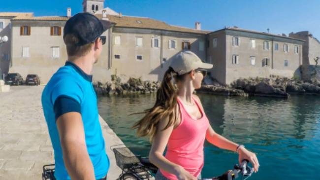 Ride bikes around beautiful Krk in Croatia