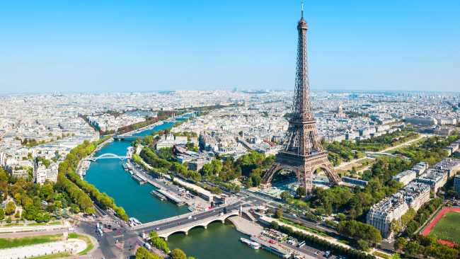 The Eiffel Tower overlooking Paris