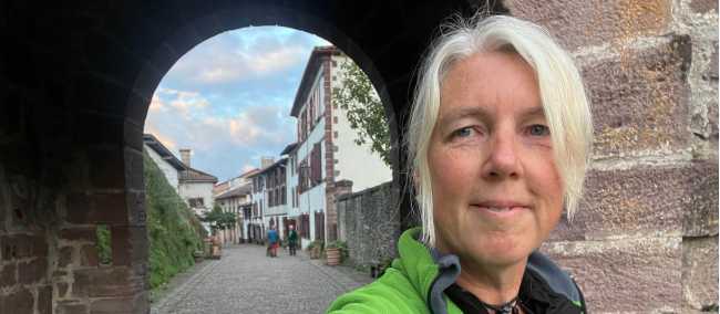 Looking fresh arriving at Saint-Jean-Pied-de-Port for the second time in two years, after a total of 1800 km on foot across France. | Jennifer Andrewes